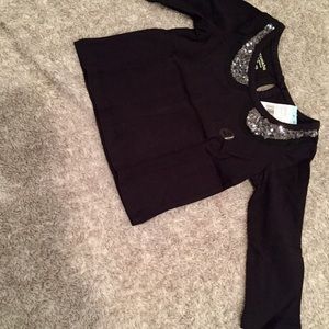 NWT Girl 12 m Black Peter Pan Collar Blouse Shirt